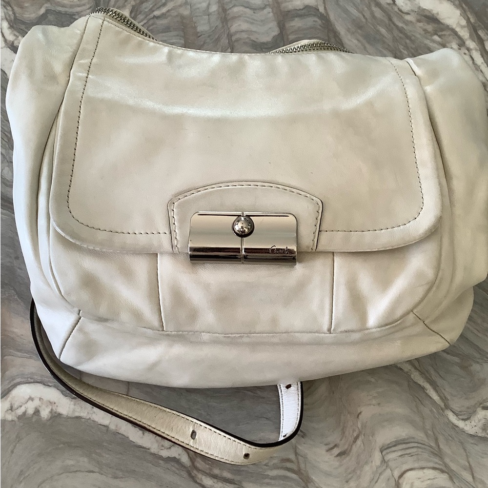 Coach Kristin White Leather Convertible Satchel Crossbody Bag With Hang Tags - Picture 13 of 13